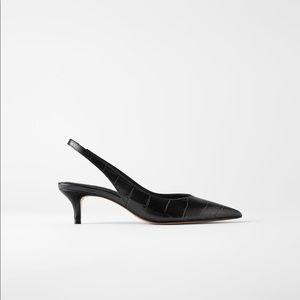 Zara Croc Sling Back Kitten Heels